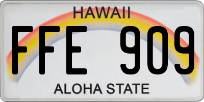 HI license plate FFE909