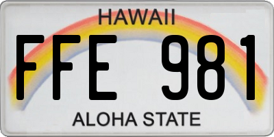 HI license plate FFE981