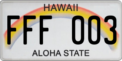 HI license plate FFF003