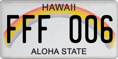 HI license plate FFF006