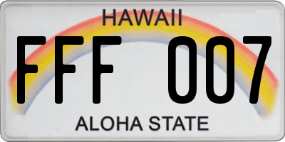 HI license plate FFF007