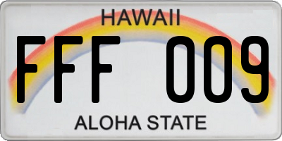 HI license plate FFF009