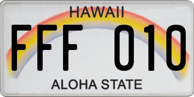 HI license plate FFF010