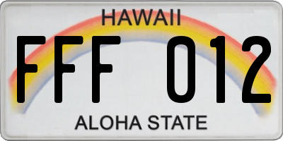 HI license plate FFF012