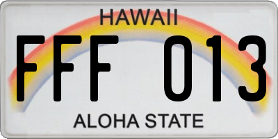 HI license plate FFF013