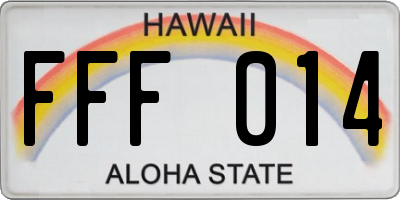 HI license plate FFF014