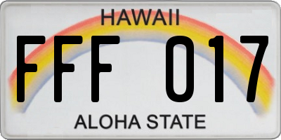 HI license plate FFF017