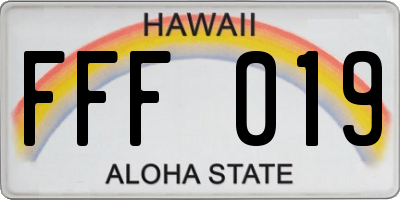 HI license plate FFF019