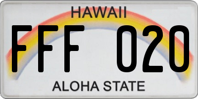 HI license plate FFF020