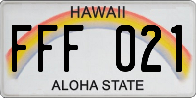HI license plate FFF021