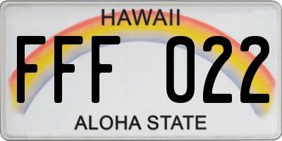 HI license plate FFF022