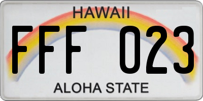 HI license plate FFF023