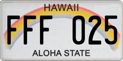 HI license plate FFF025