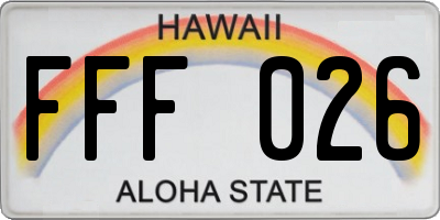 HI license plate FFF026