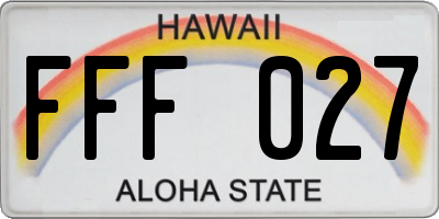 HI license plate FFF027