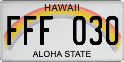 HI license plate FFF030