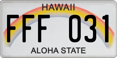 HI license plate FFF031