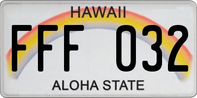 HI license plate FFF032