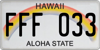HI license plate FFF033