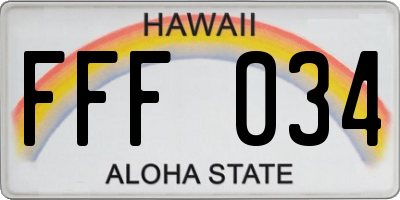 HI license plate FFF034
