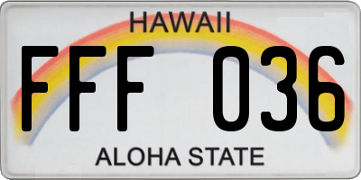 HI license plate FFF036