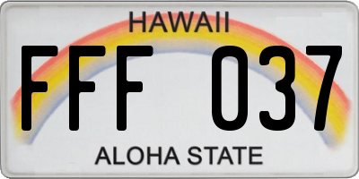 HI license plate FFF037