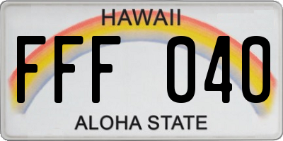HI license plate FFF040