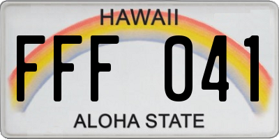 HI license plate FFF041