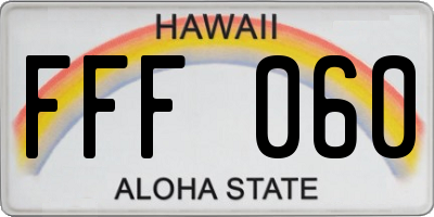 HI license plate FFF060