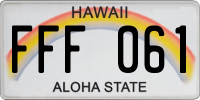 HI license plate FFF061
