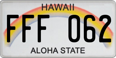 HI license plate FFF062