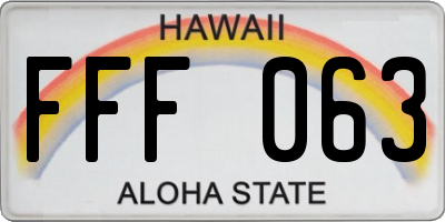 HI license plate FFF063