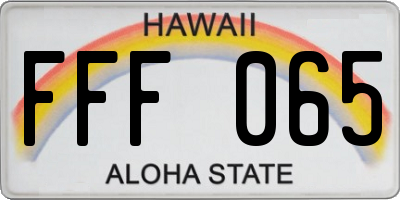 HI license plate FFF065