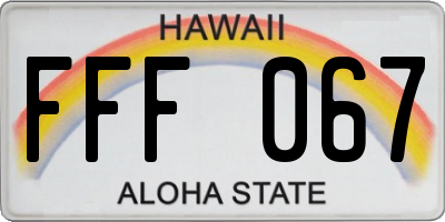 HI license plate FFF067