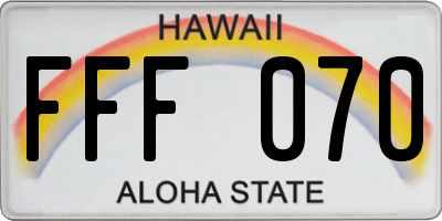 HI license plate FFF070
