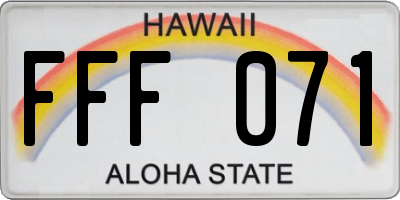 HI license plate FFF071
