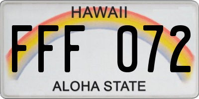 HI license plate FFF072
