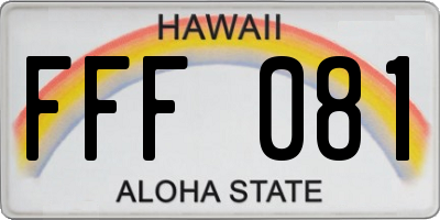 HI license plate FFF081