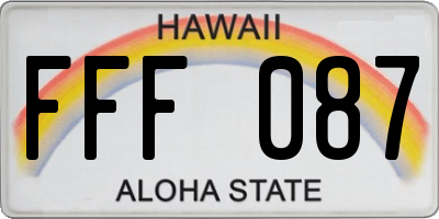 HI license plate FFF087