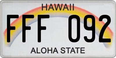 HI license plate FFF092