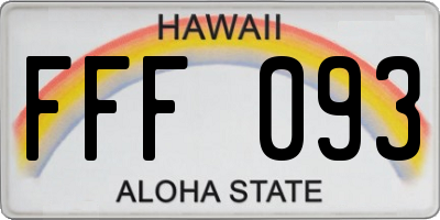 HI license plate FFF093