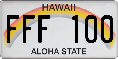 HI license plate FFF100