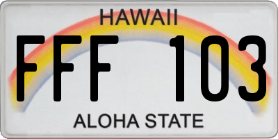 HI license plate FFF103
