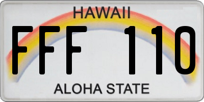 HI license plate FFF110