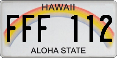 HI license plate FFF112