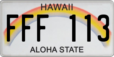 HI license plate FFF113