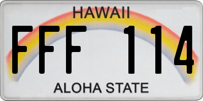 HI license plate FFF114