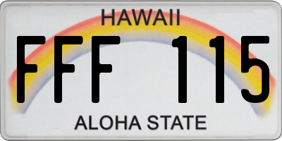 HI license plate FFF115