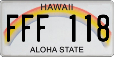 HI license plate FFF118
