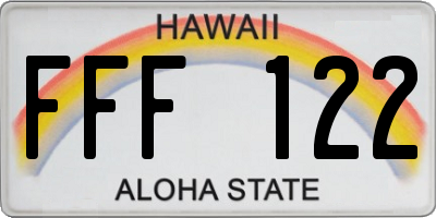 HI license plate FFF122